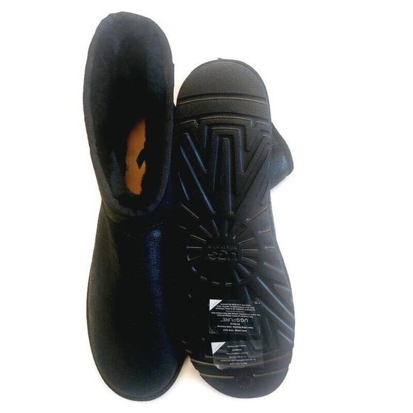 UGG Classic Mini Bomber Suede Sheepskin Boots Mens Size 18 Black 1007307 - Picture 4 of 9